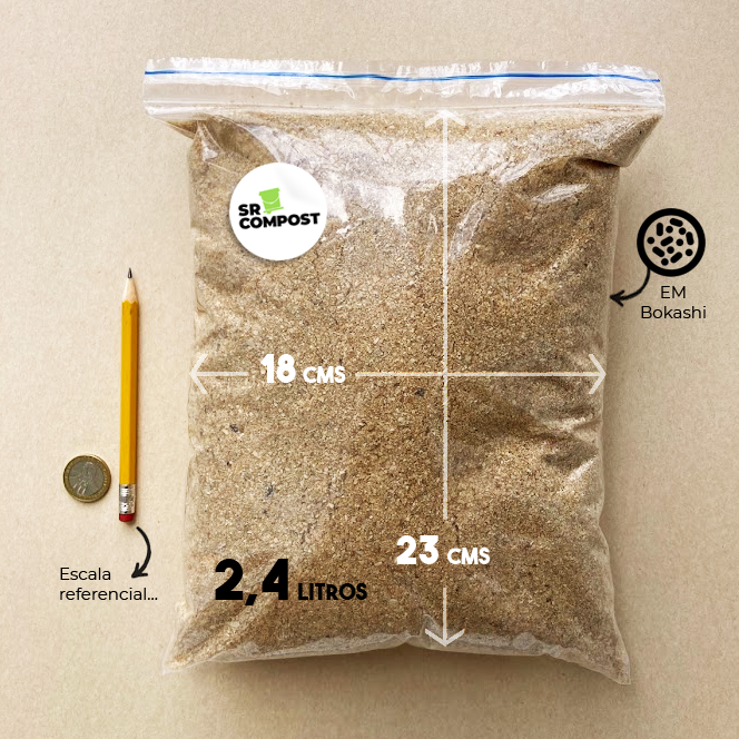 4 litros con microorganismos EM para compostera. Bolsa de salvado de Bokashi de 2